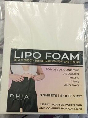 Lipo Foam 3 Sheets 8"x11"x.5" - Post Surgery Compression Pads Reduce Swelling